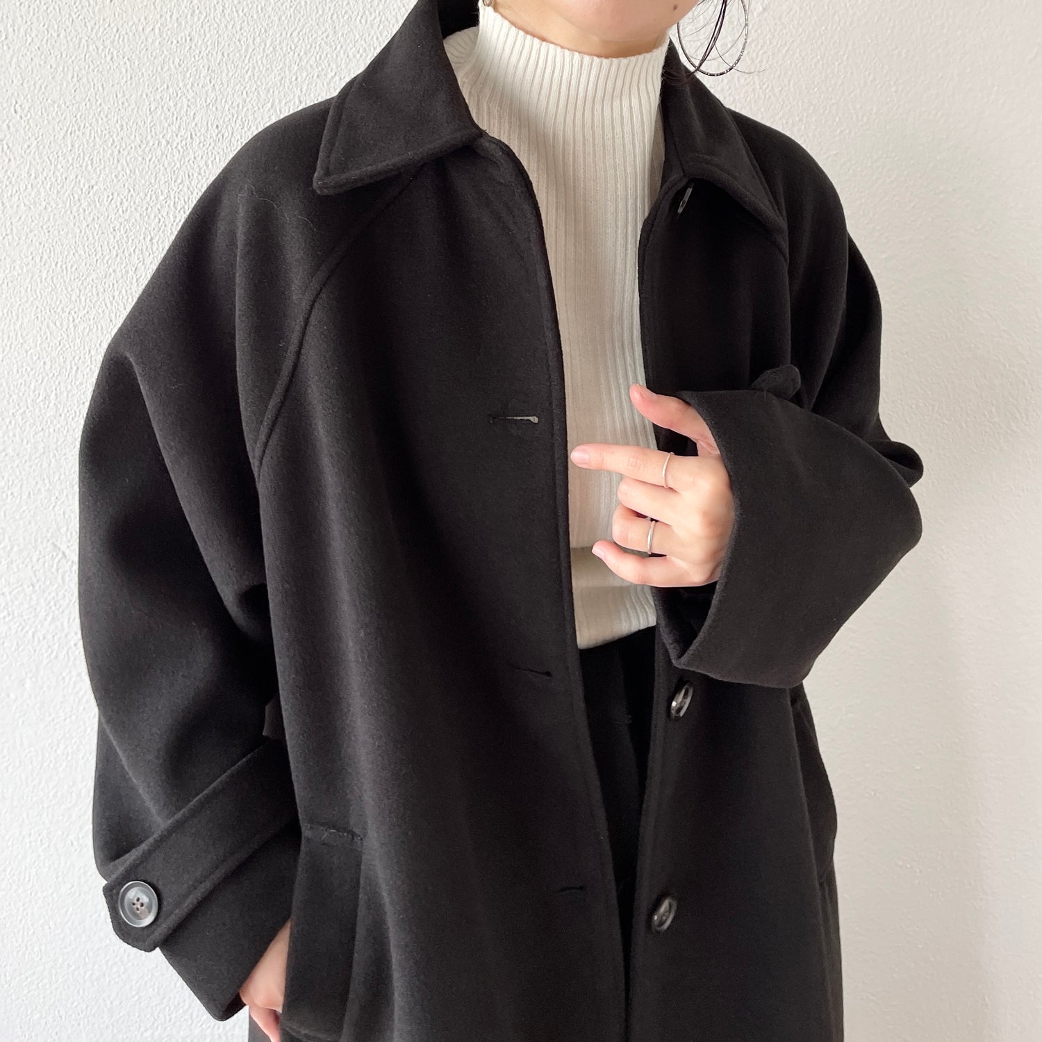 daily daily soutien collar long coat / black