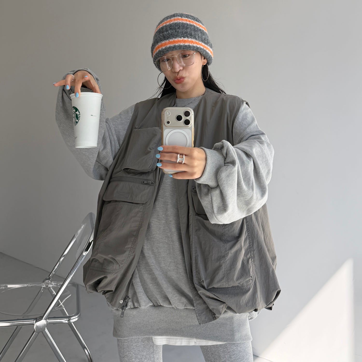buddy stripe beanie / orange