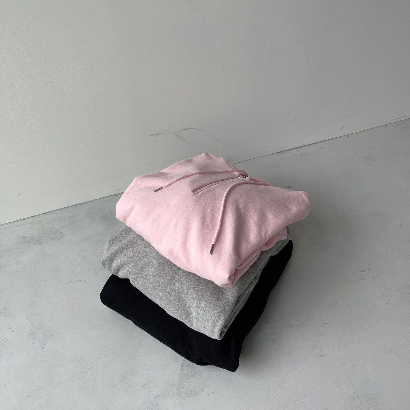 half zip loose hoodie / black