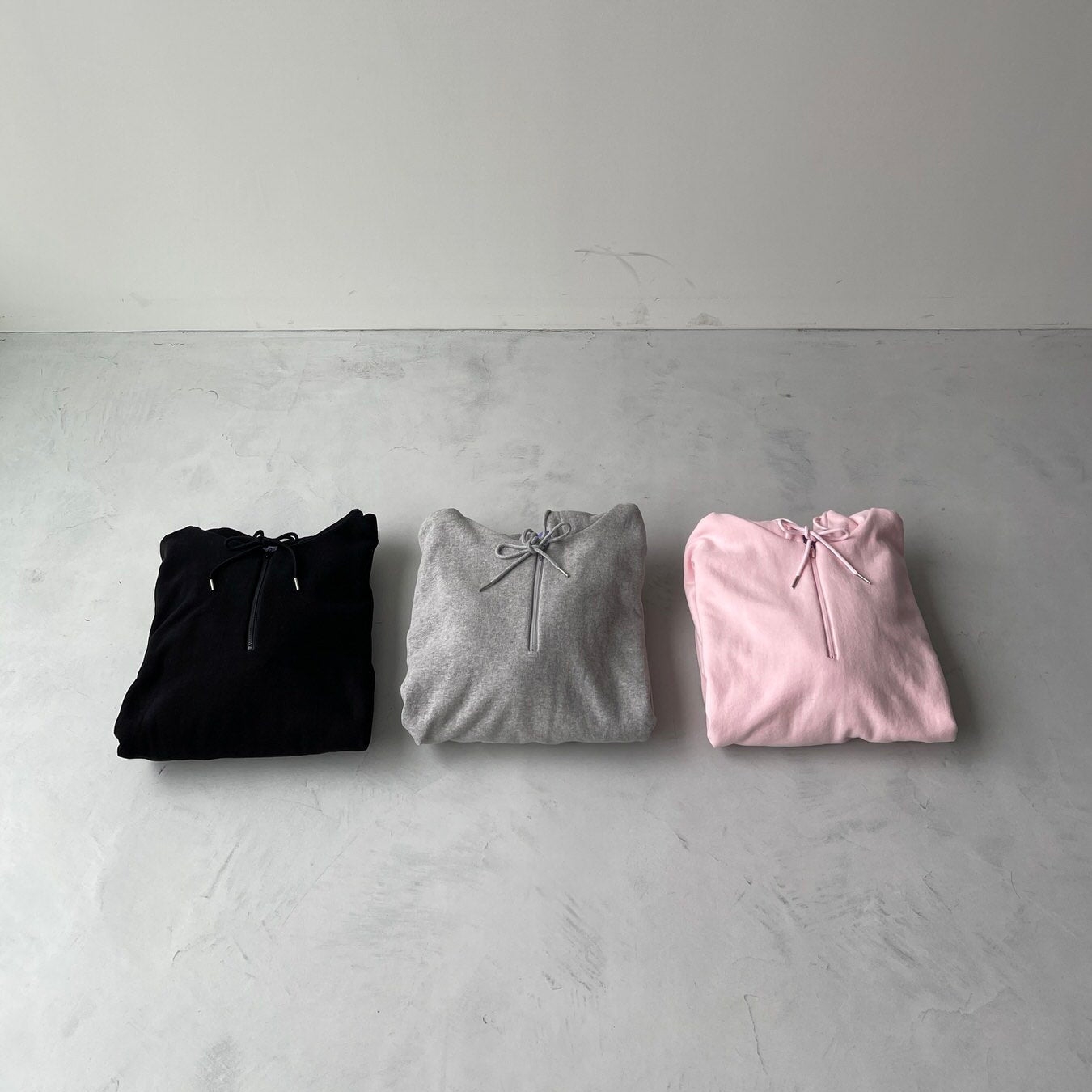 half zip loose hoodie / black