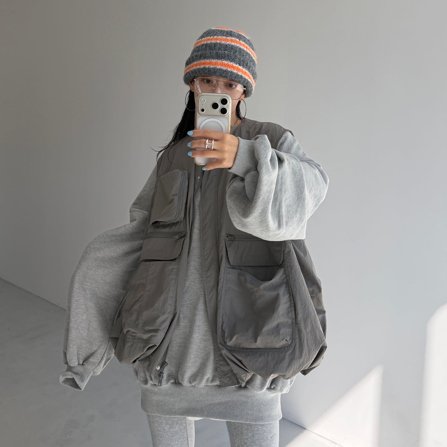 buddy stripe beanie / orange