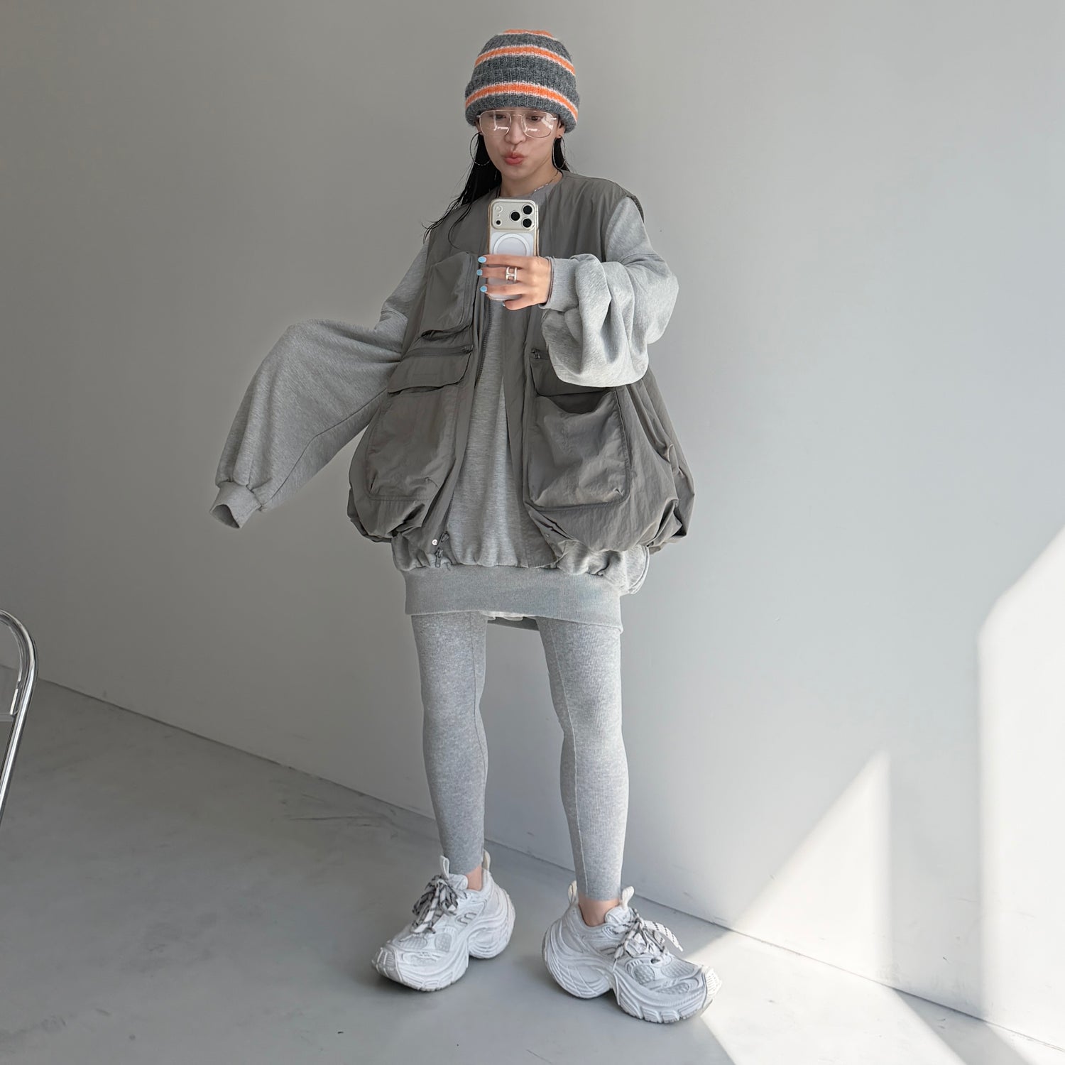 buddy stripe beanie / orange