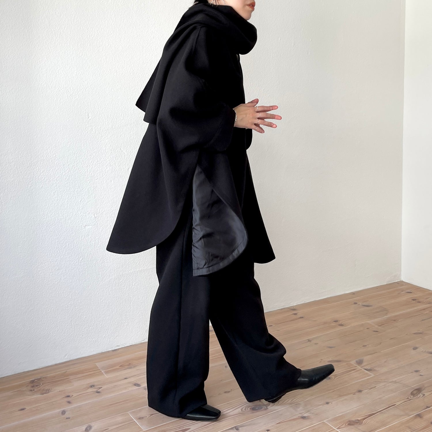 poncho coat muffler set / black | wee9s | ウィークス オフィシャル