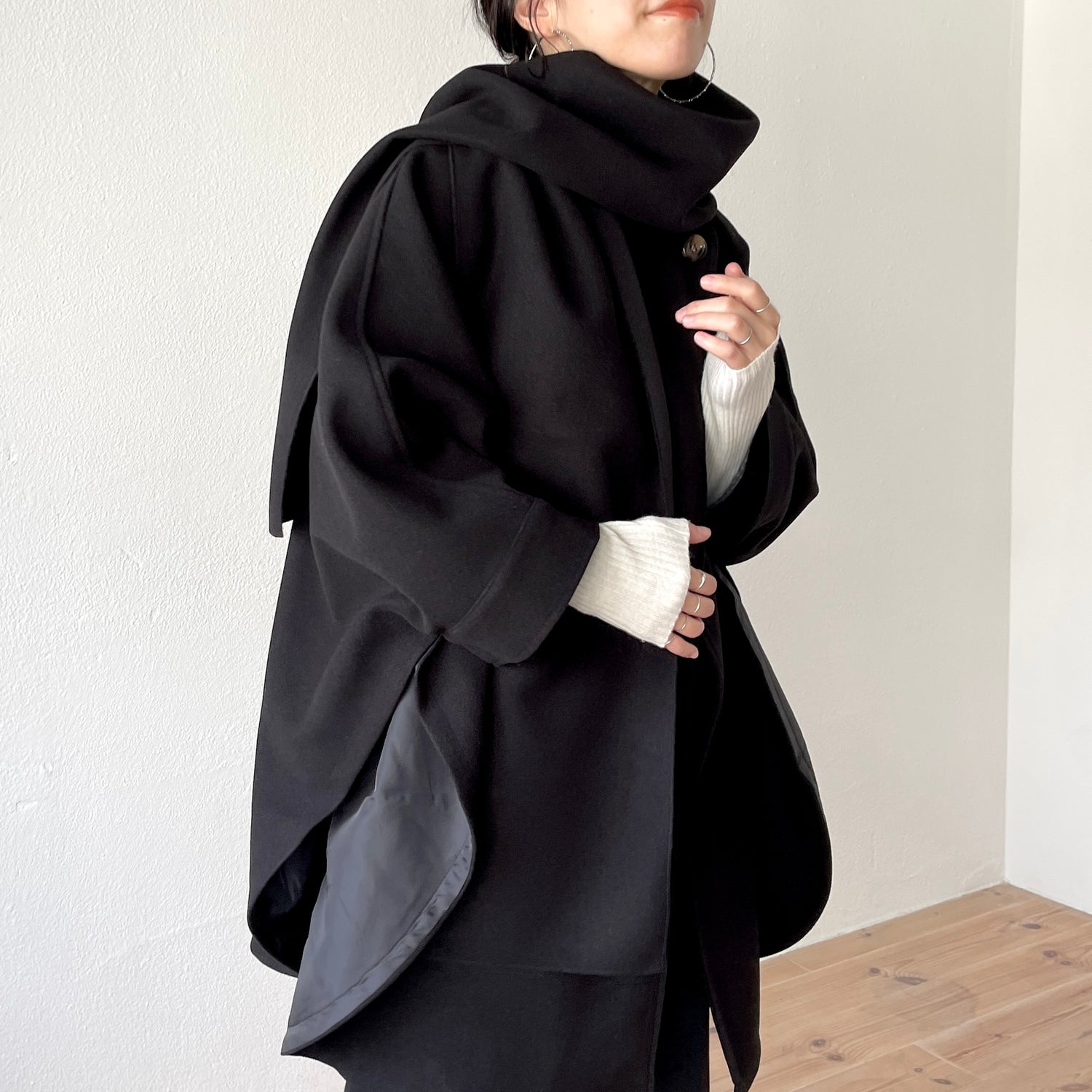 poncho coat muffler set / black | wee9s | ウィークス オフィシャル