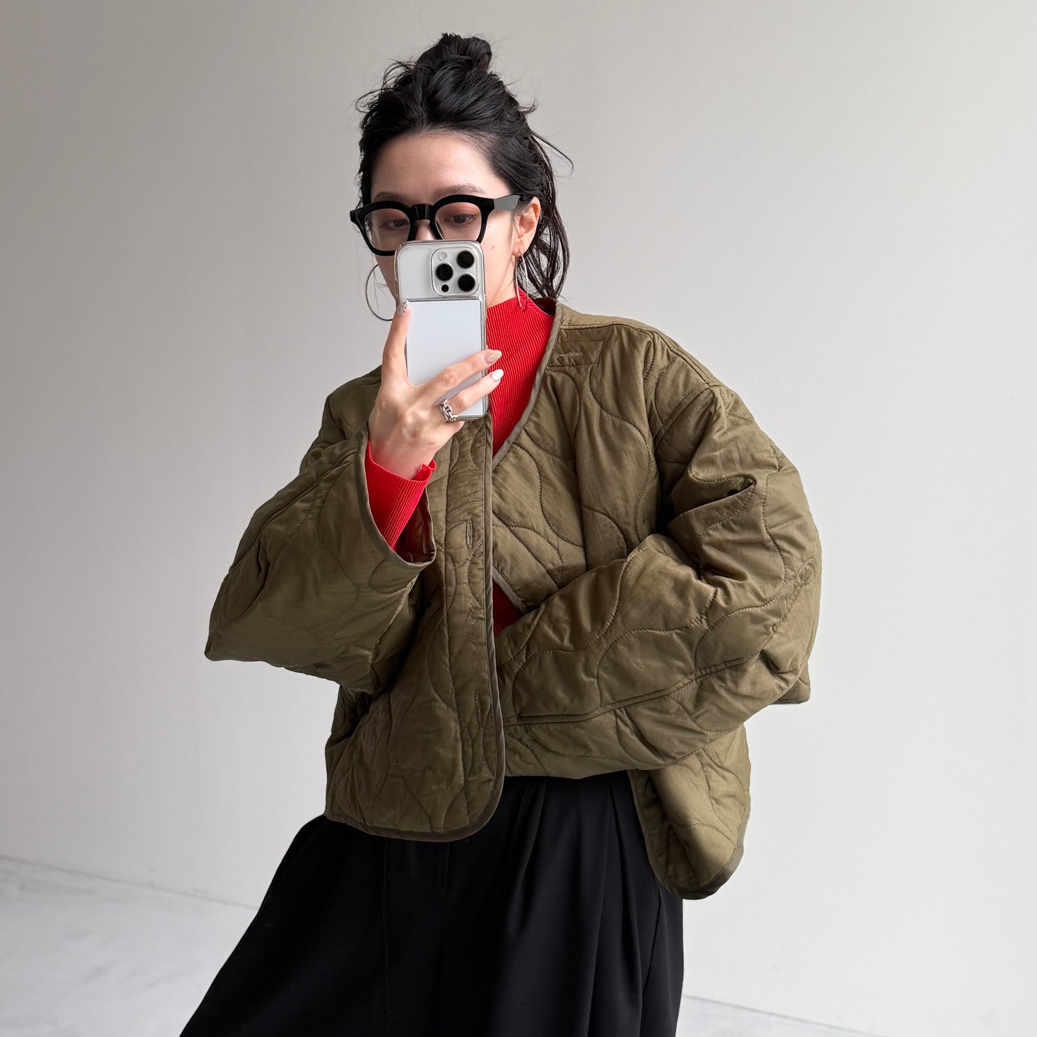 daily daily super stretch pleats tops / red [プチハイ or クルーネック]