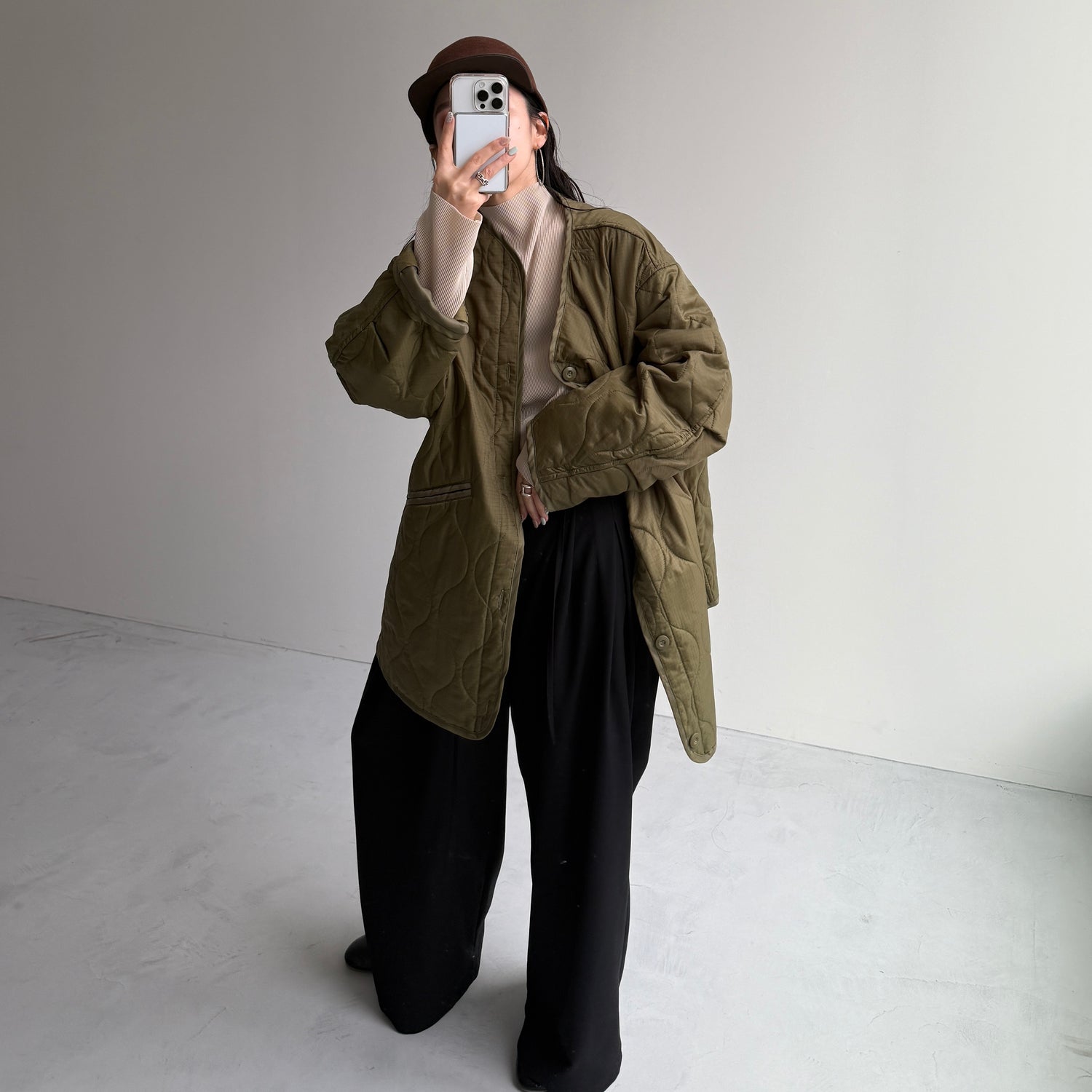 daily daily super stretch pleats tops / ivory [プチハイ or クルーネック]