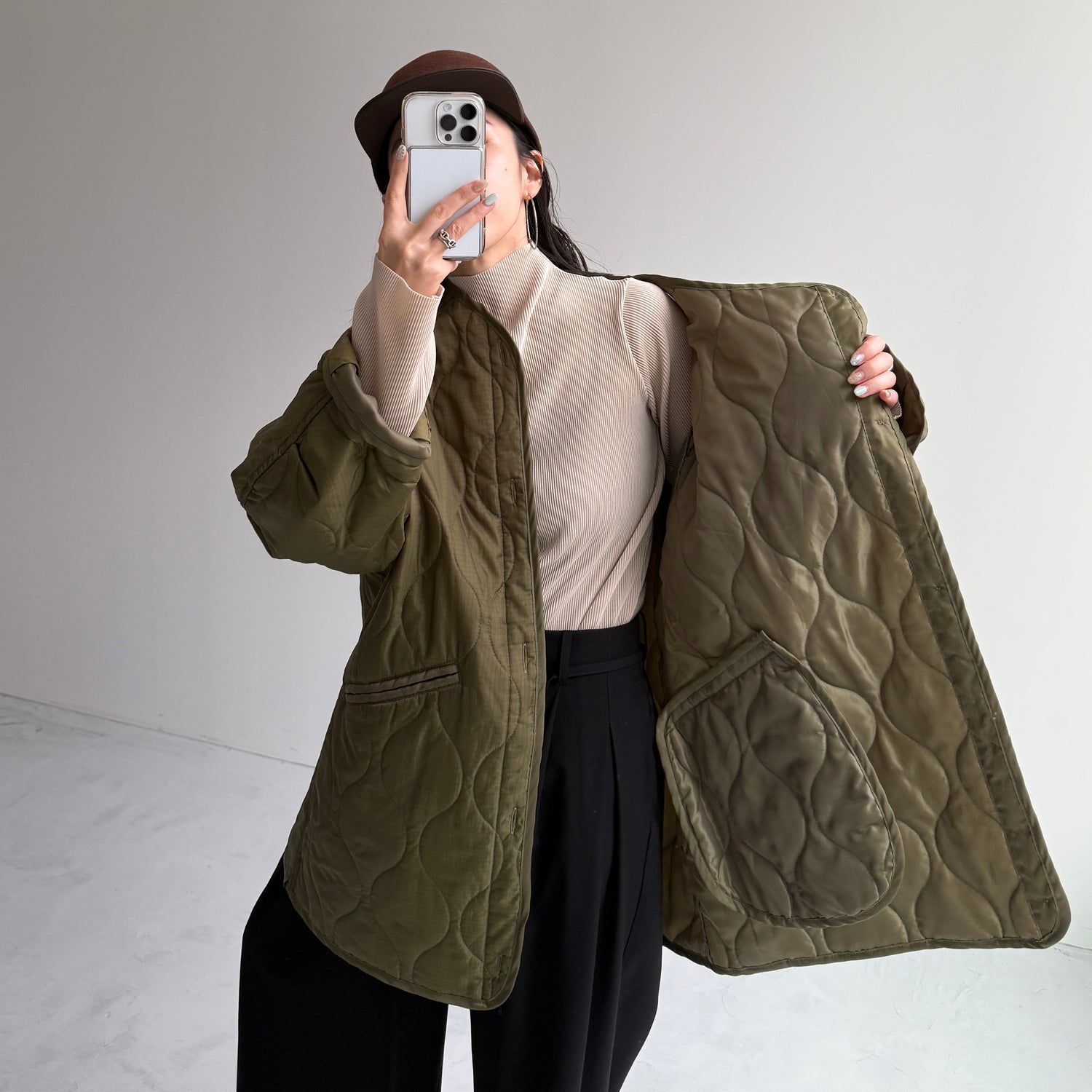 daily daily super stretch pleats tops / ivory [プチハイ or クルーネック]