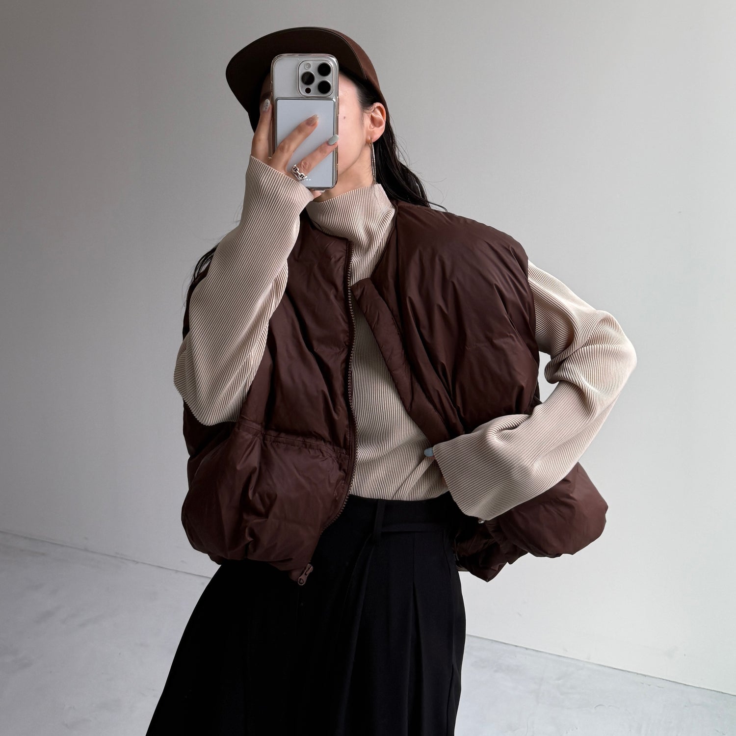 daily daily super stretch pleats tops / ivory [プチハイ or クルーネック]