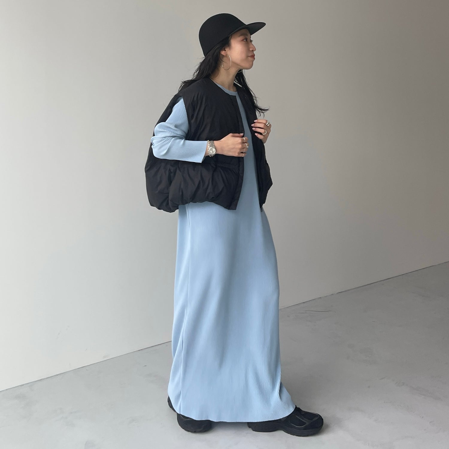 egg down vest / black