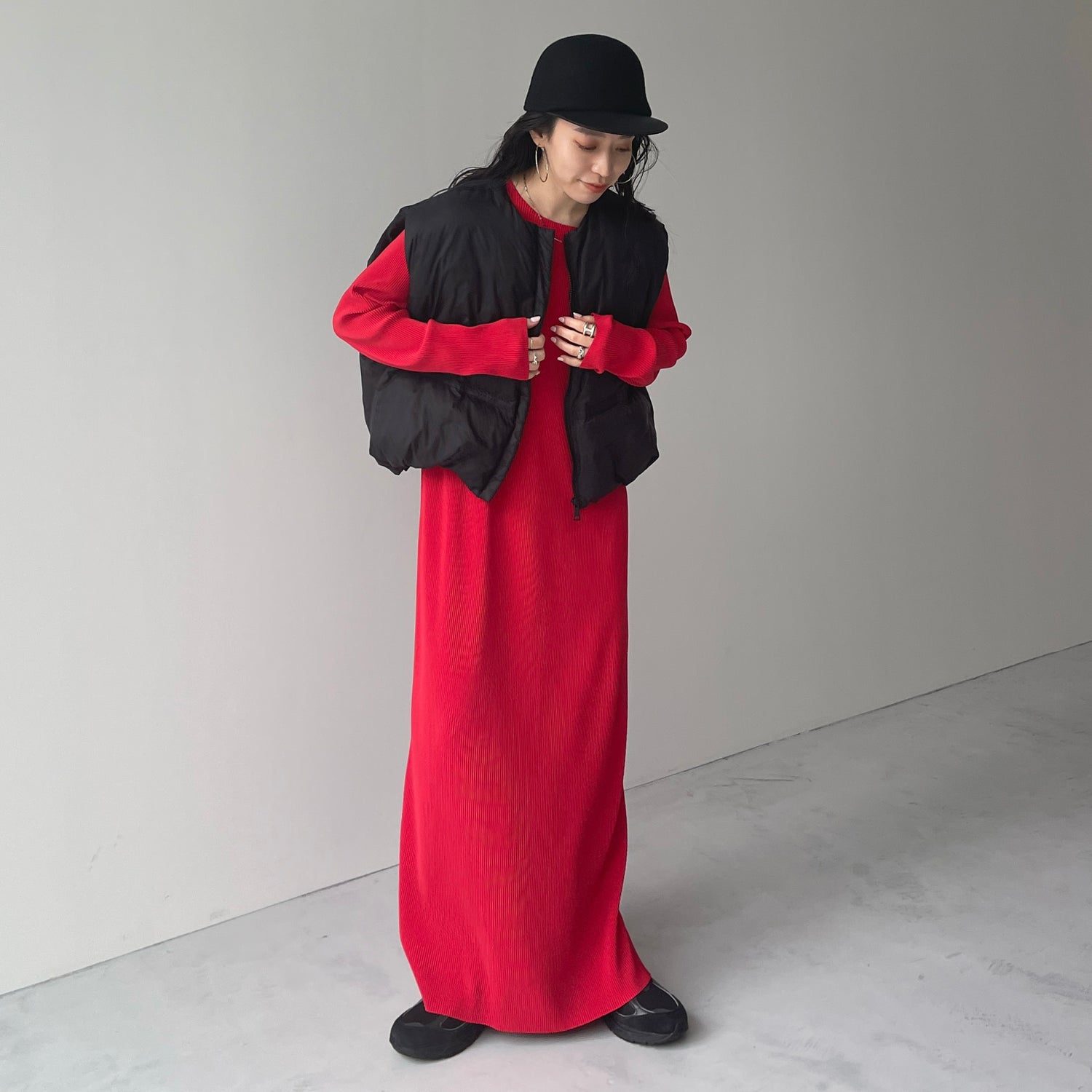 egg down vest / black