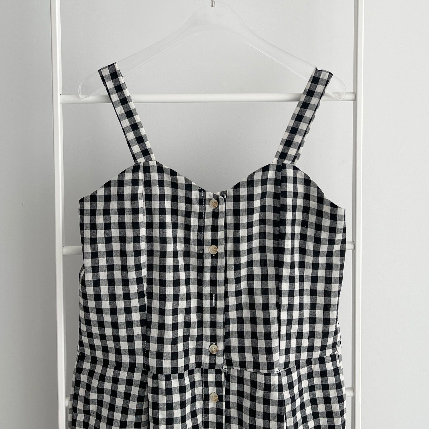 【SAMPLE】check salopette / black