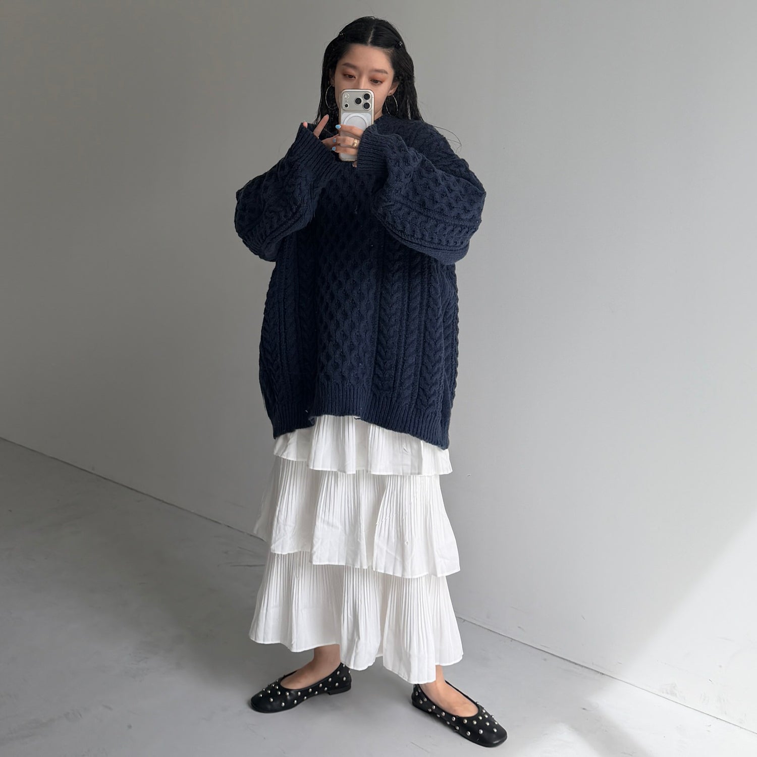 holiday cable knit / navy