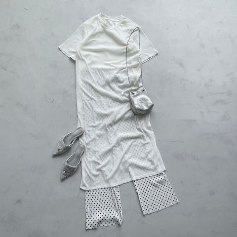 【SAMPLE】crew neck sheer one piece / ivory