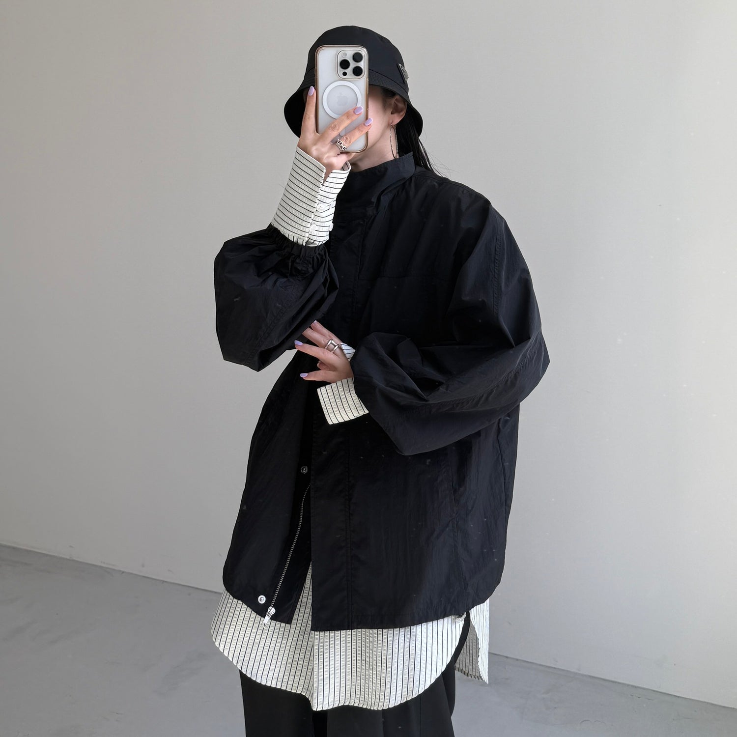 OHANAMI nylon blouson / black