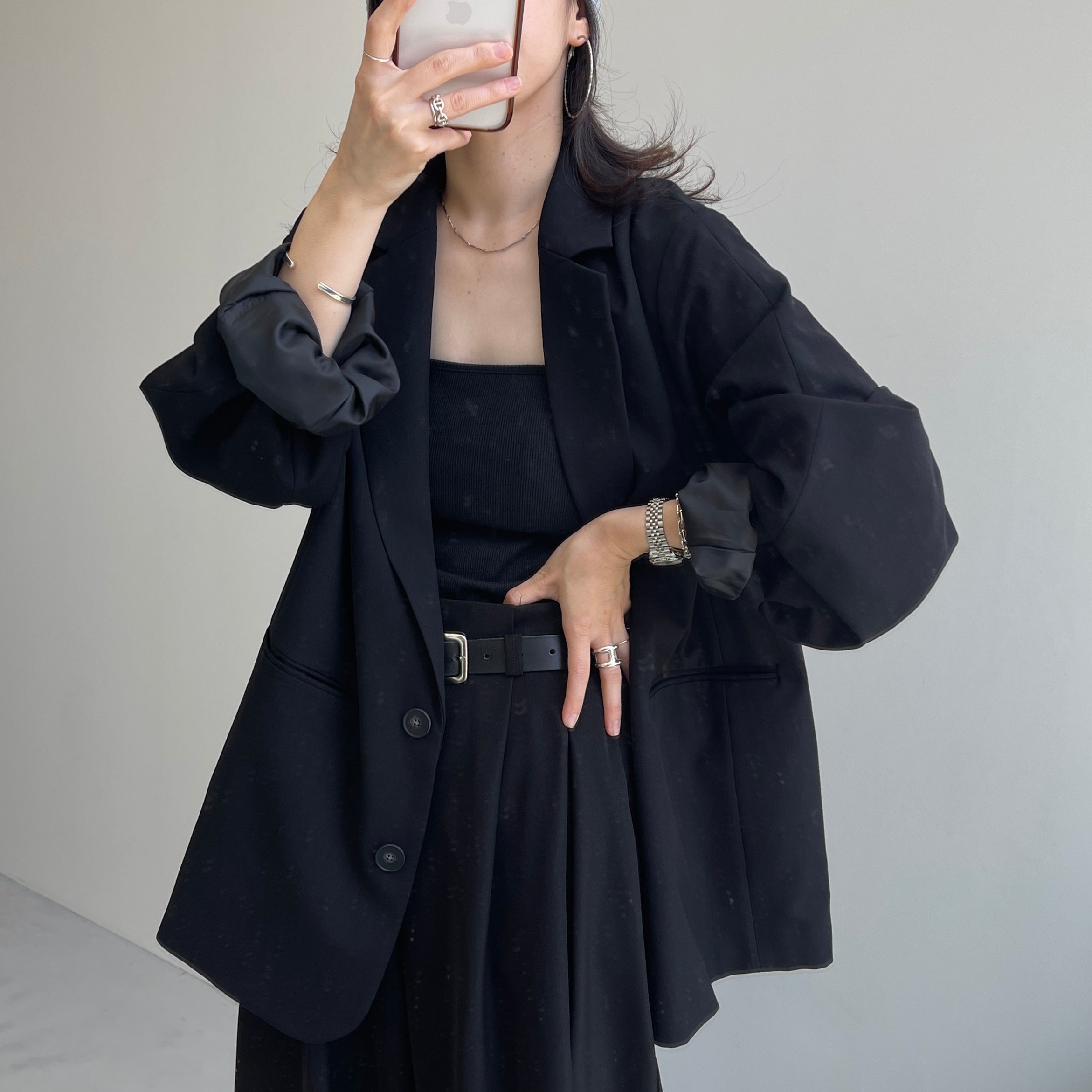 wee9s 黒 ダウンジャケット perfect silhouette down coat muffler set / black