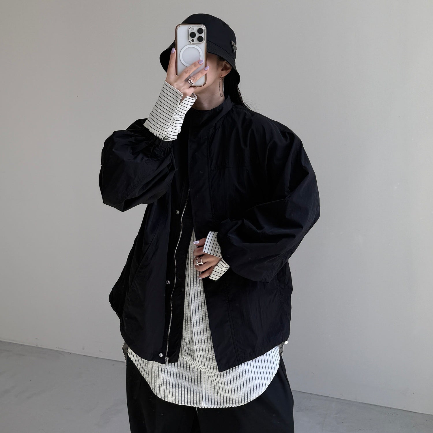 OHANAMI nylon blouson / black