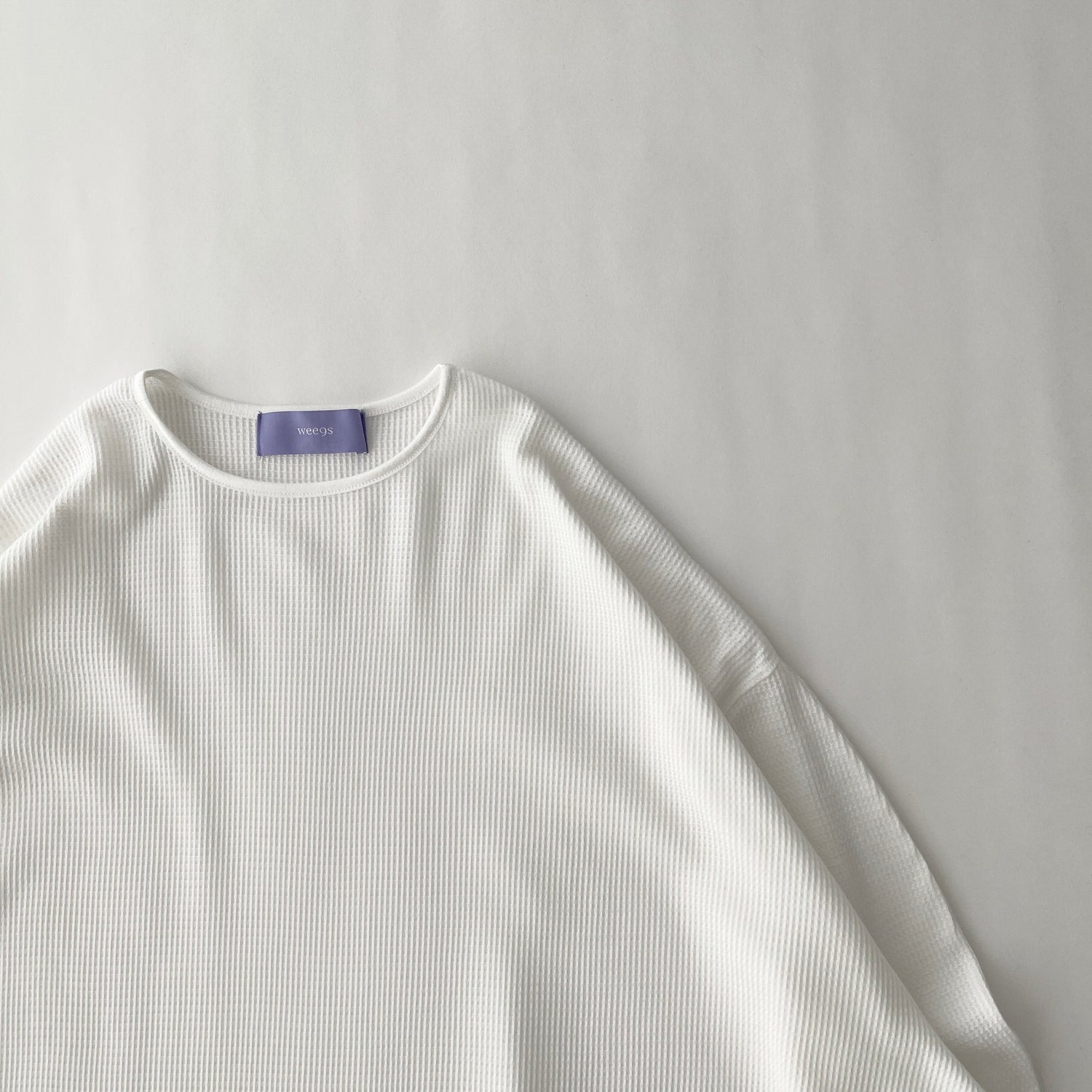 waffle sleeve long tee / ivory