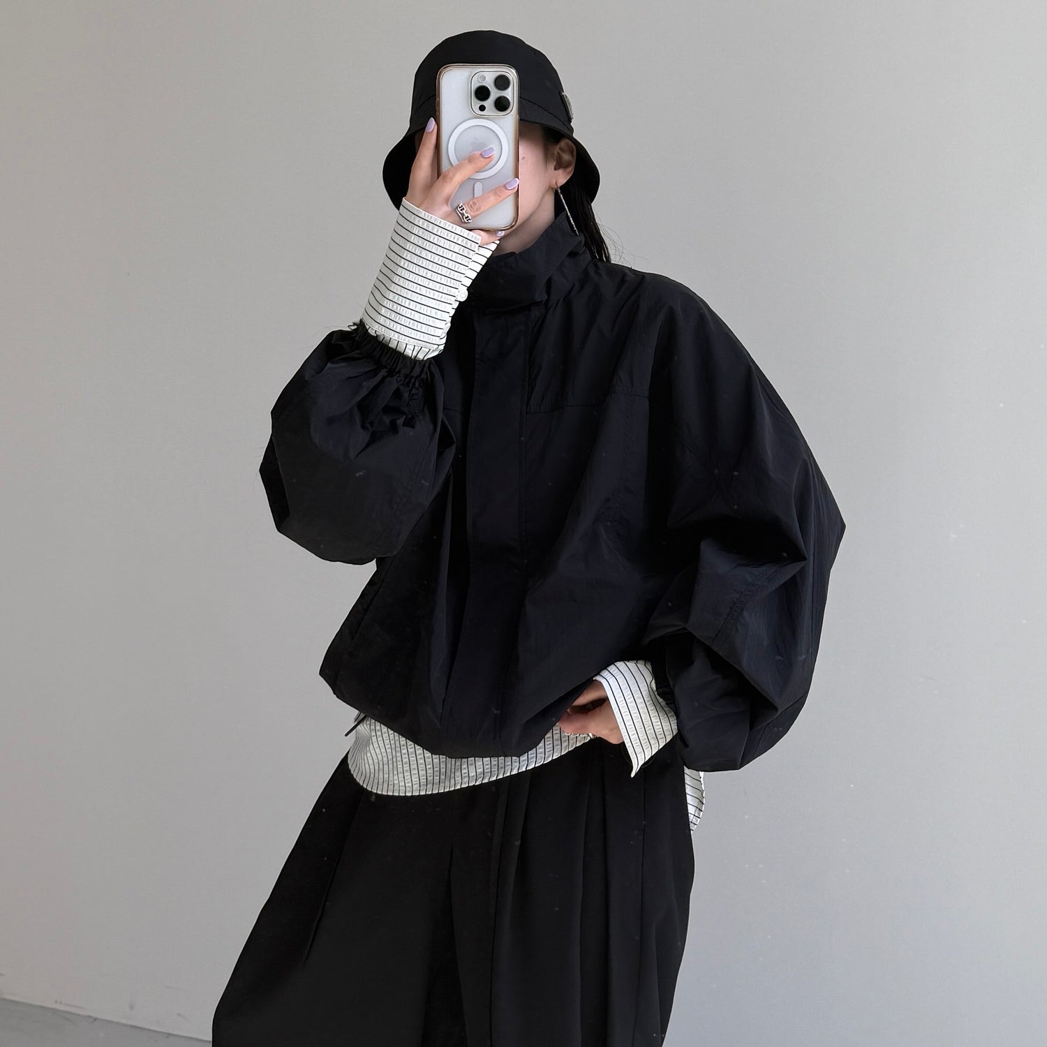 OHANAMI nylon blouson / black