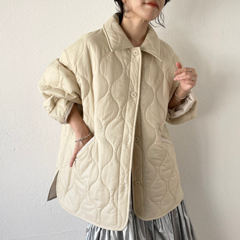 over size quilting jacket / ivory