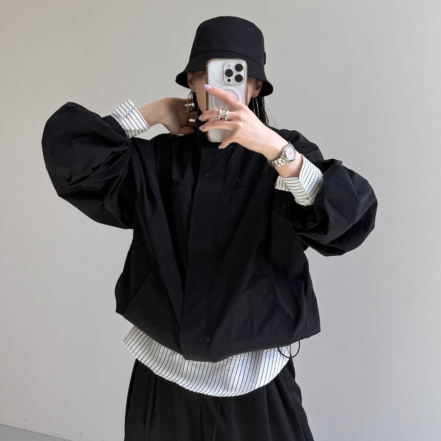 OHANAMI nylon blouson / black