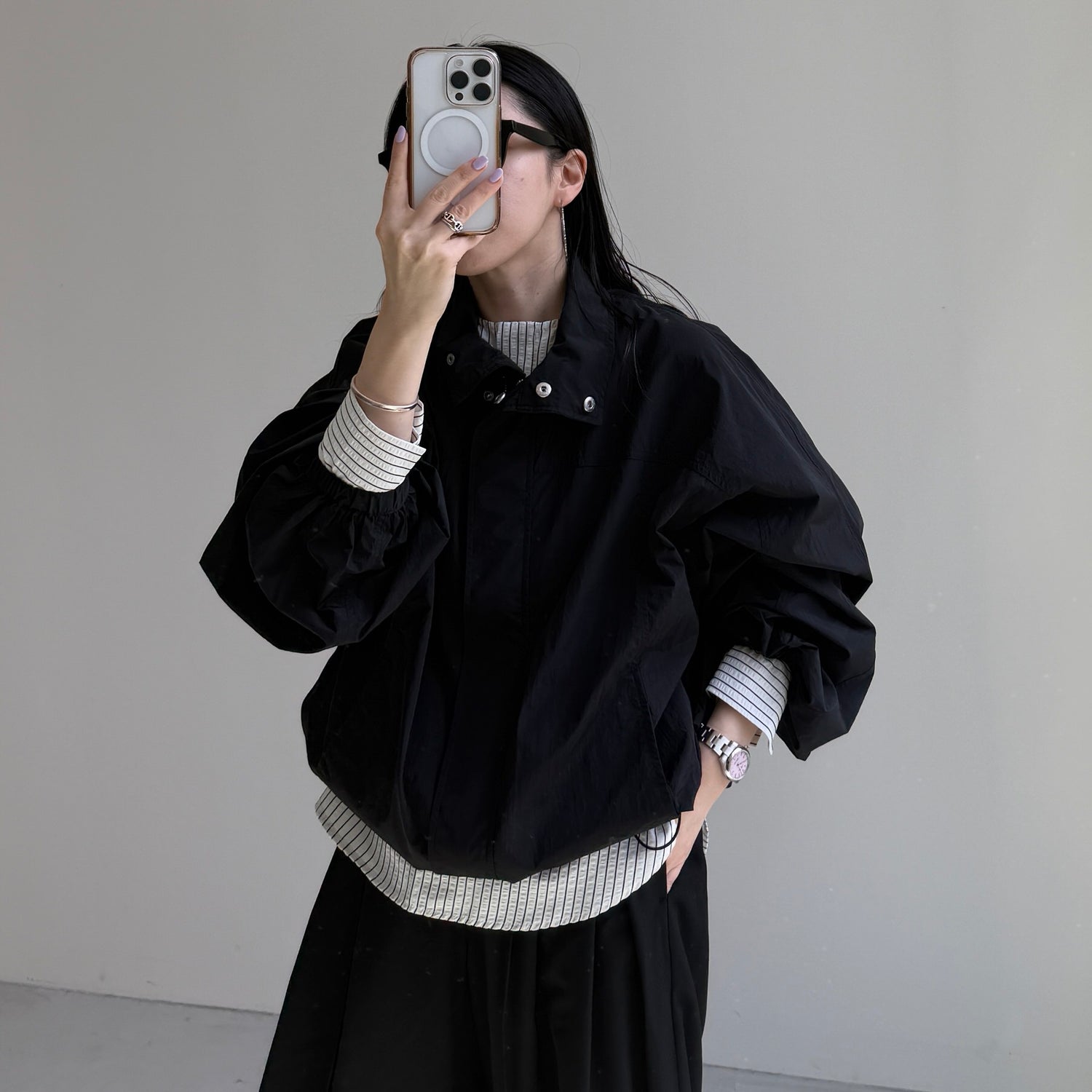 OHANAMI nylon blouson / black