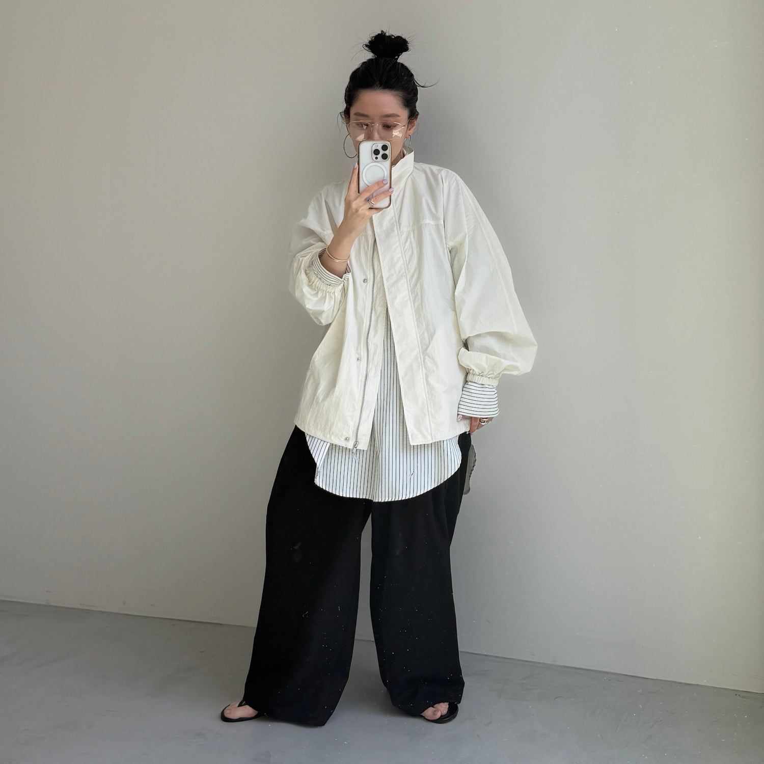 OHANAMI nylon blouson / ivory