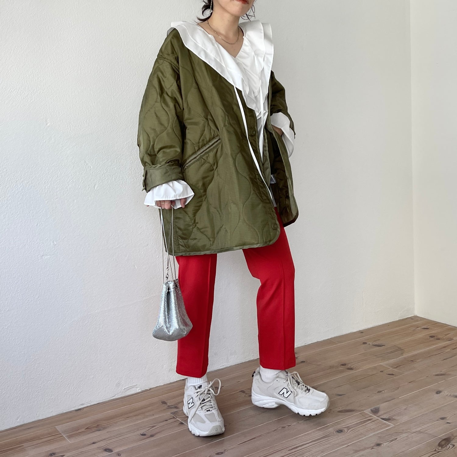 over size quilting liner jacket / khaki | wee9s | ウィークス