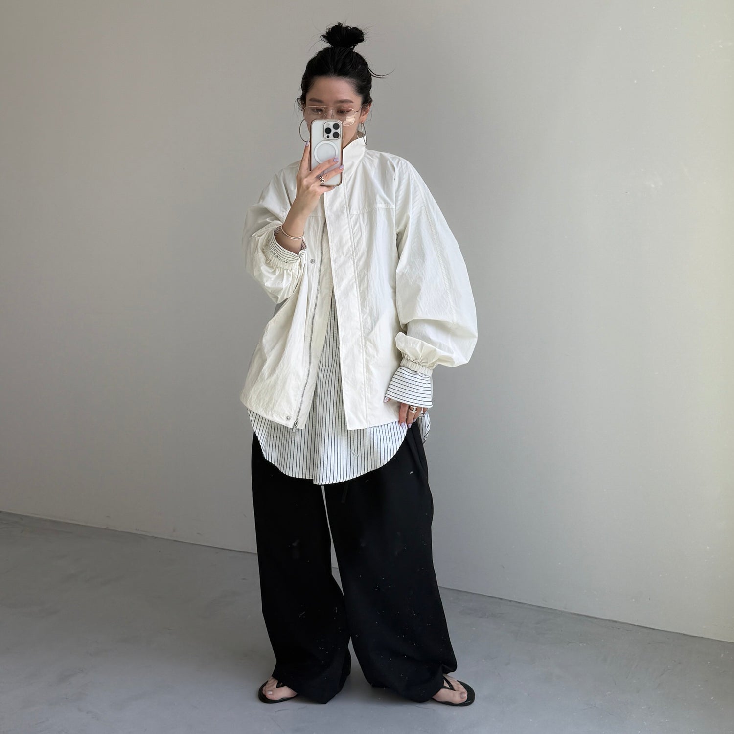 OHANAMI nylon blouson / ivory