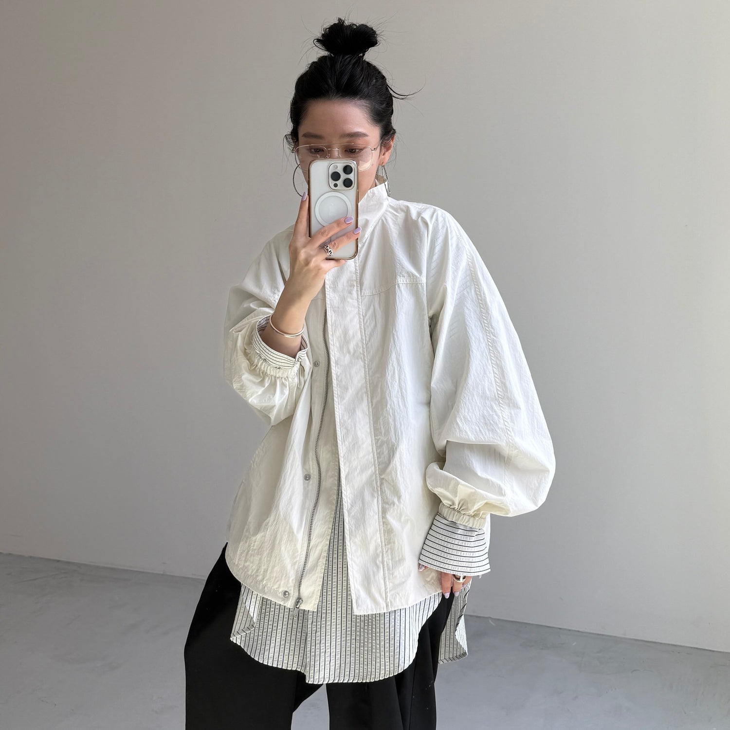 OHANAMI nylon blouson / ivory