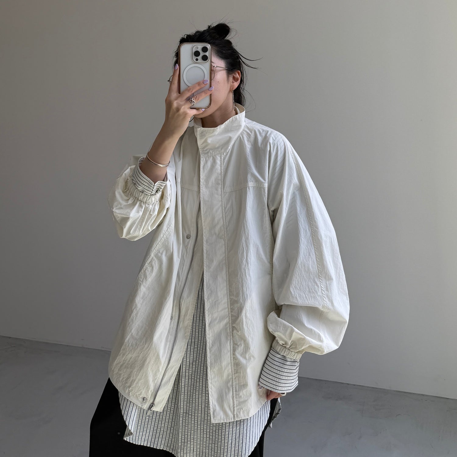 OHANAMI nylon blouson / ivory
