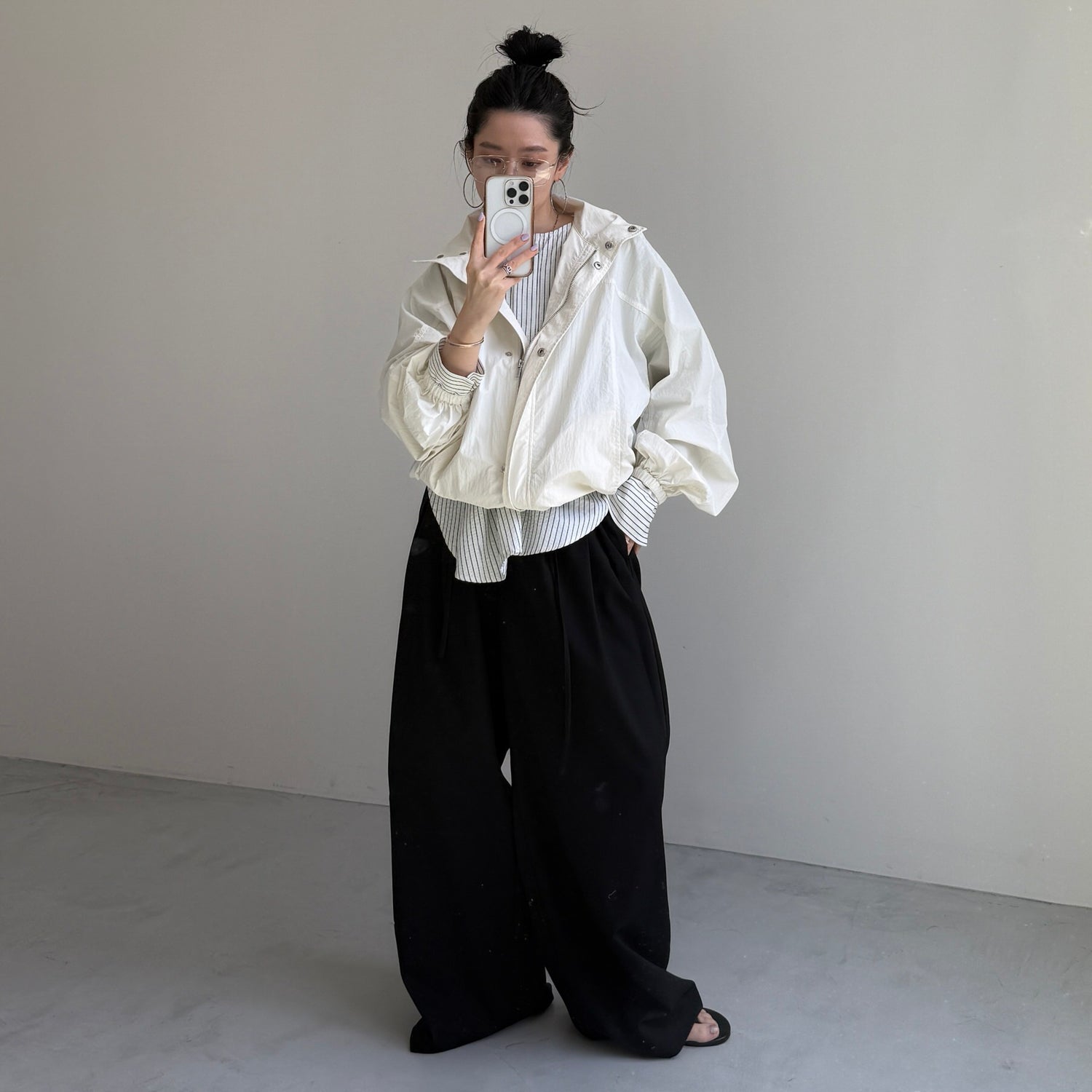 OHANAMI nylon blouson / ivory