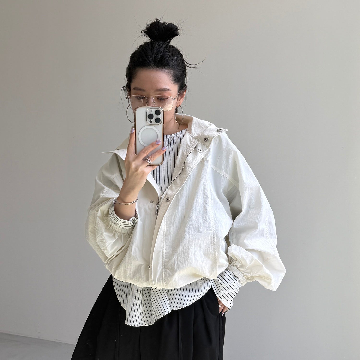 OHANAMI nylon blouson / ivory