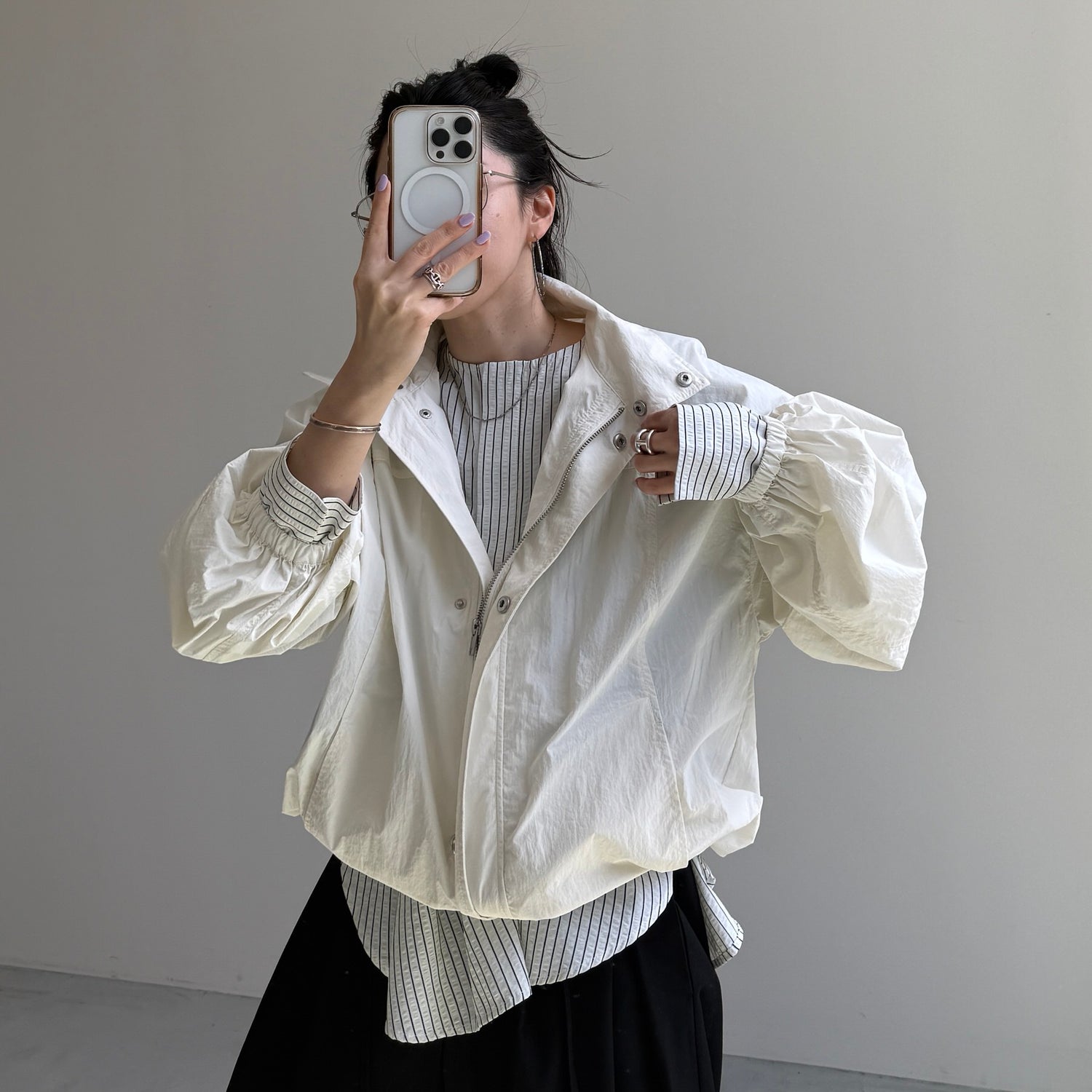 OHANAMI nylon blouson / ivory