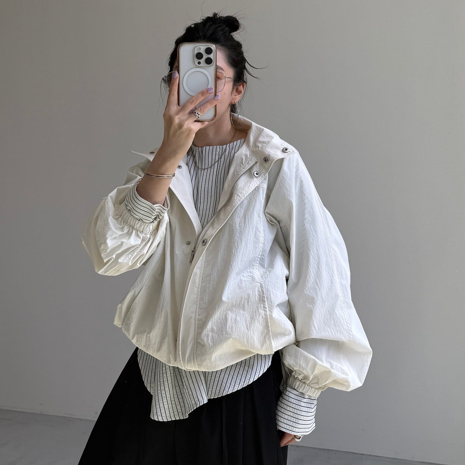 OHANAMI nylon blouson / ivory