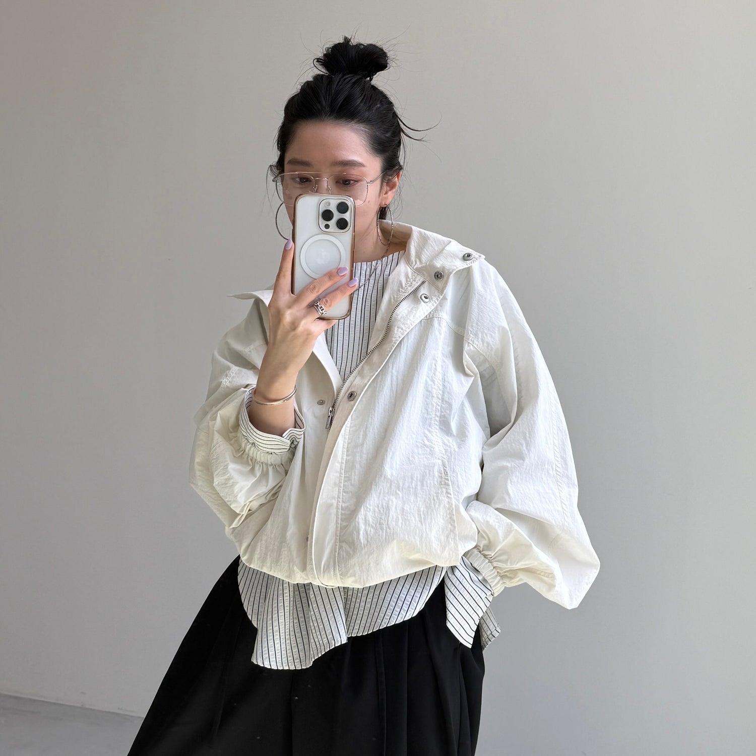 OHANAMI nylon blouson / ivory
