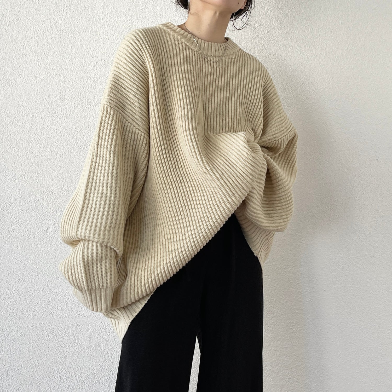 perfect silhouette super over knit / ivory