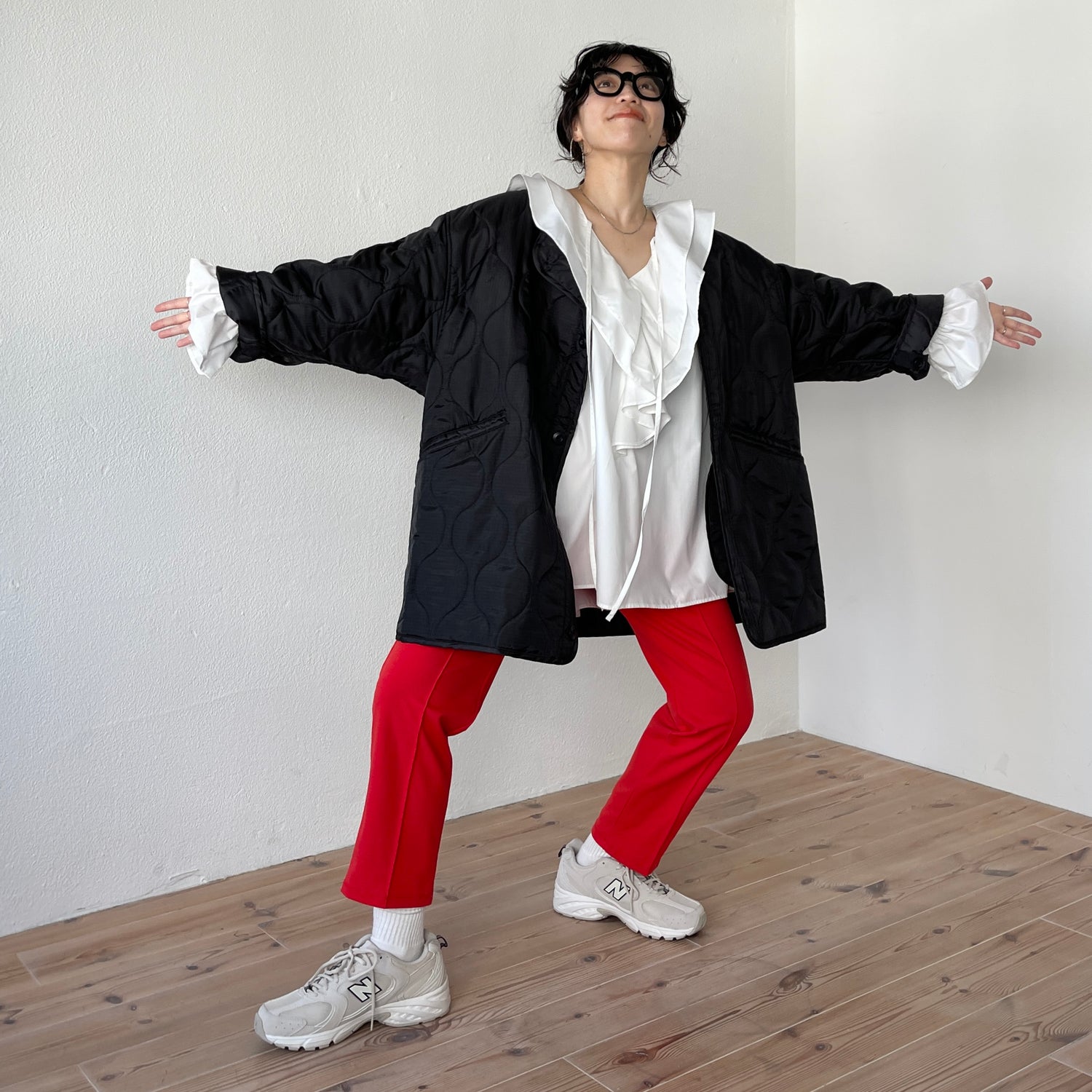 center line relax sweat pants / red