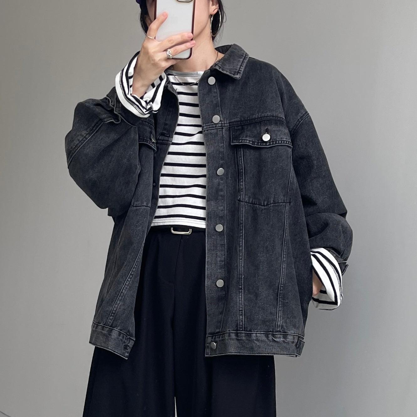 perfect silhouette buddy denim jacket / black