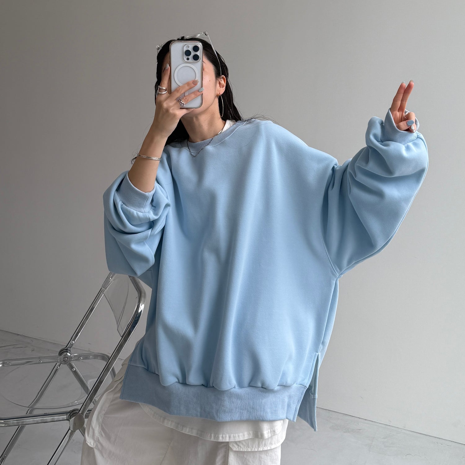 OSUMITSUKI sweat / light blue [SHORT or FREE]