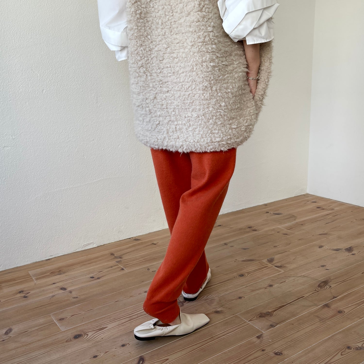 alpaca touch knit pants / orange