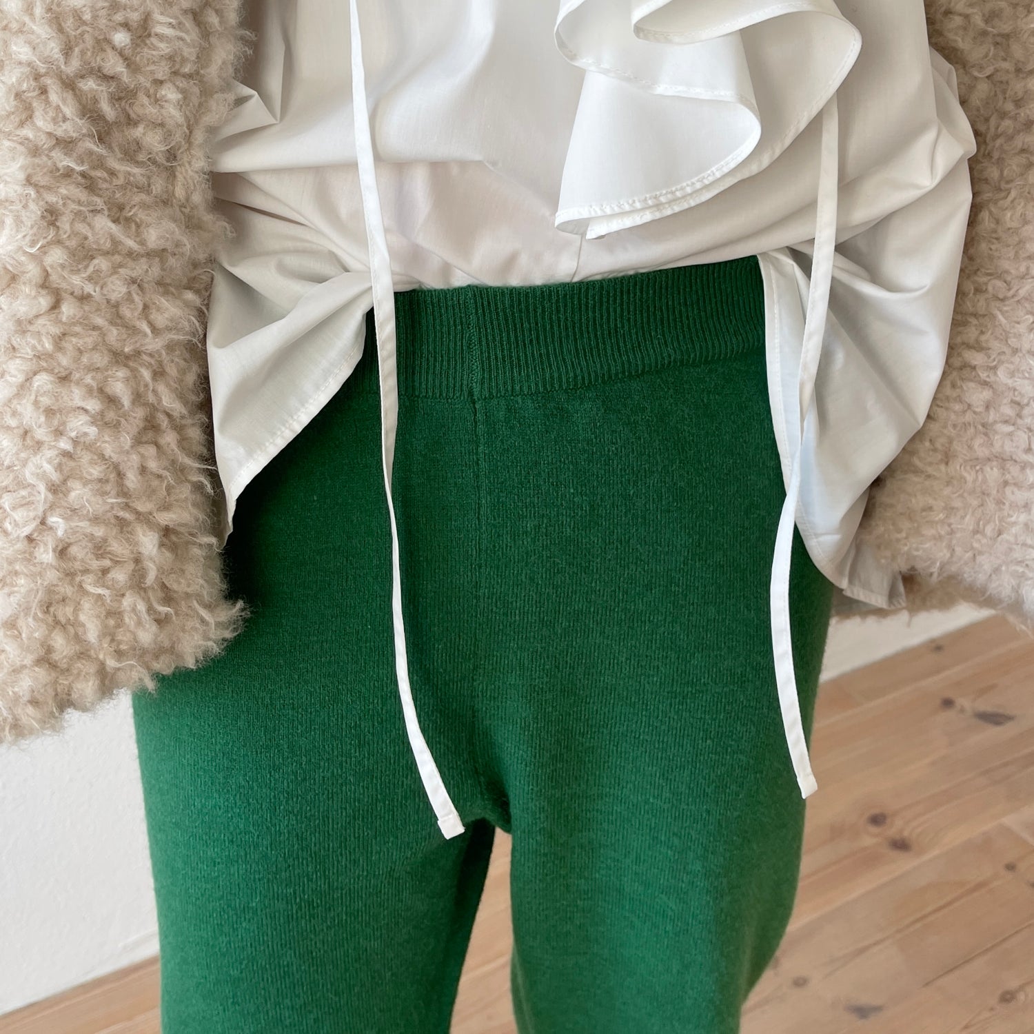 alpaca touch knit pants / green