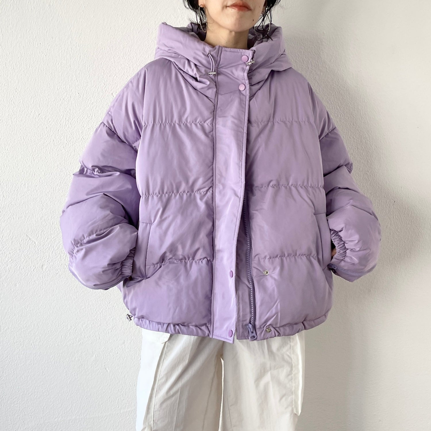SAMPLE】volume sleeve hoodie down / purple | wee9s | ウィークス