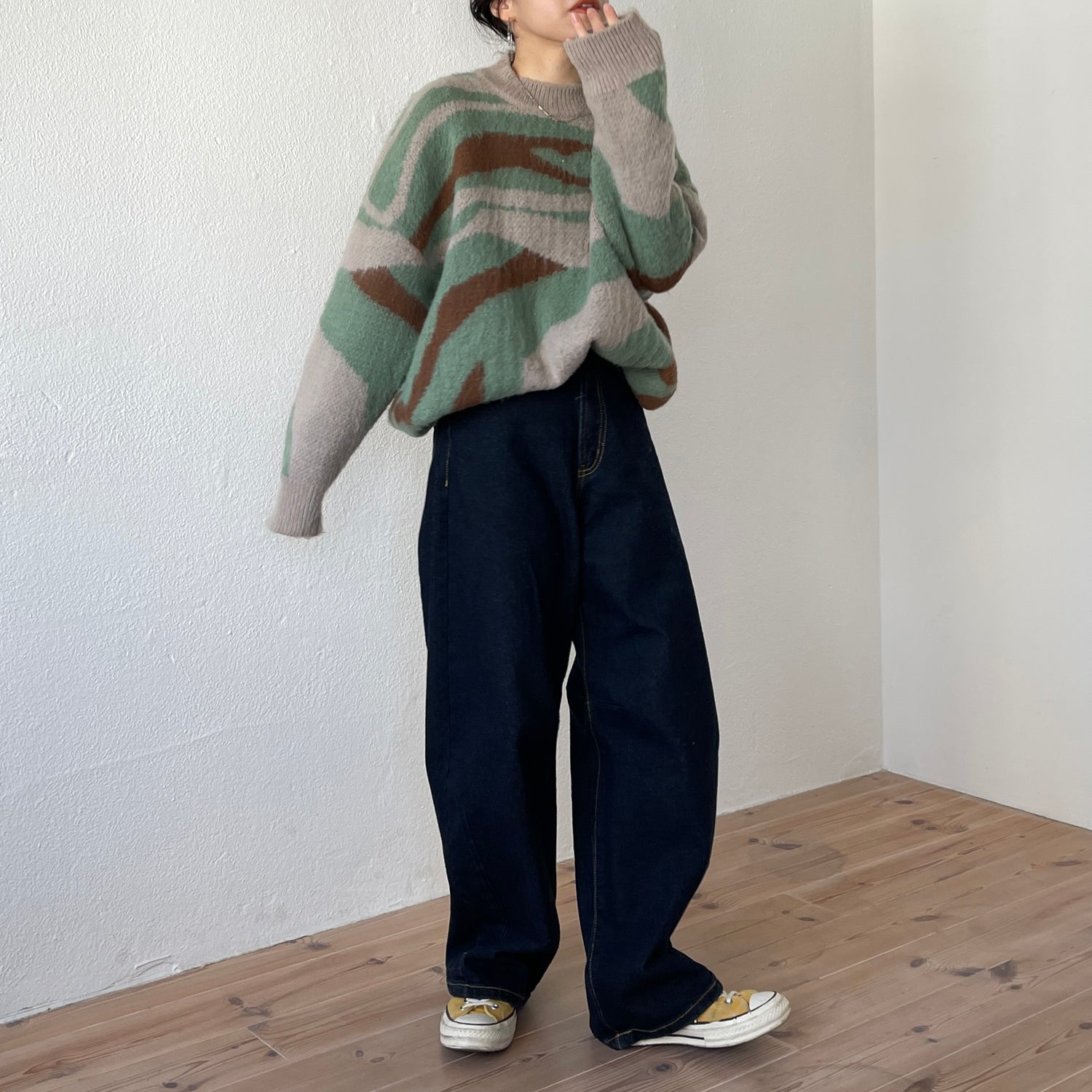【SAMPLE】over size camouflage knit