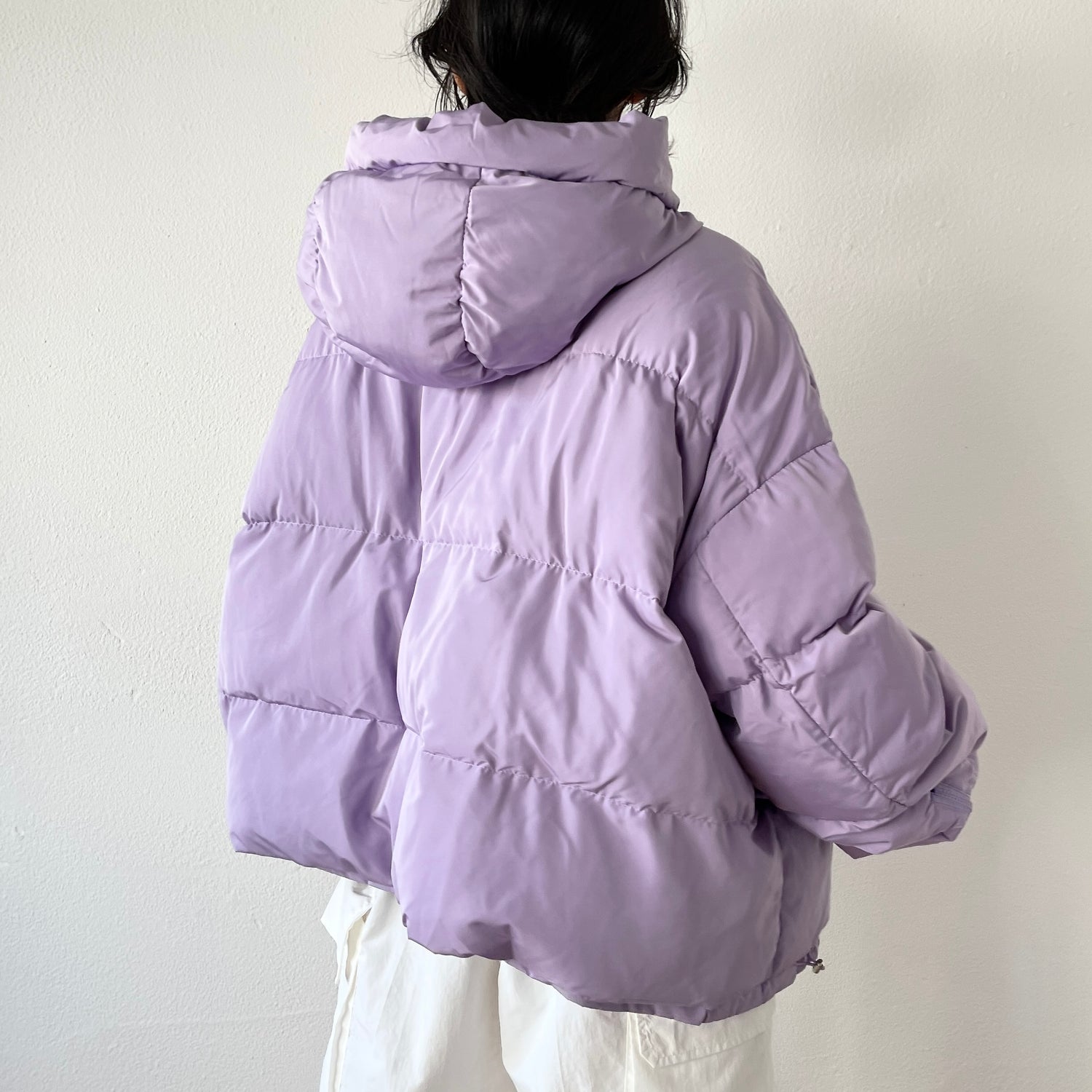 volume sleeve hoodie down / purple