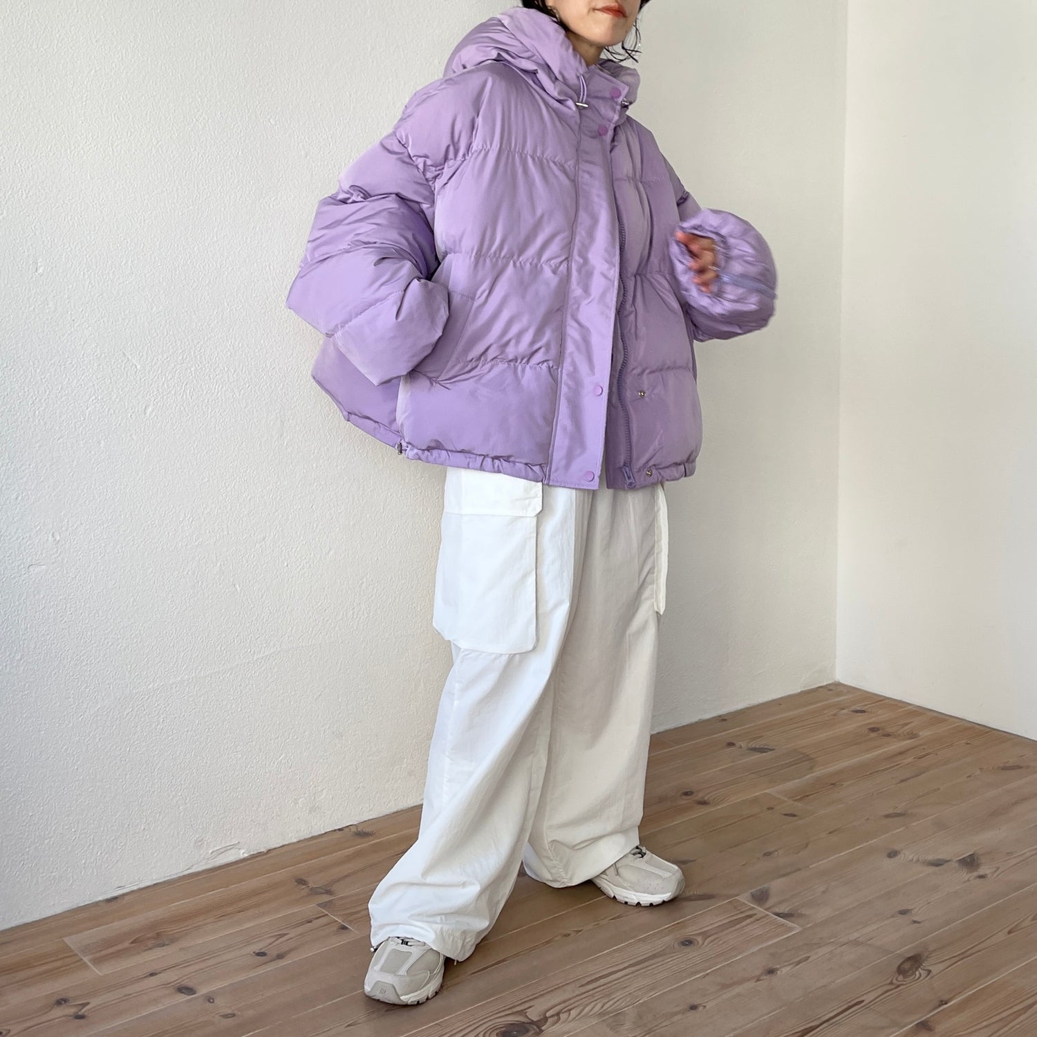 volume sleeve hoodie down / purple