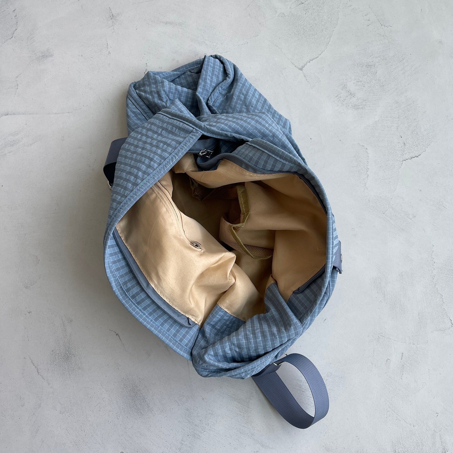 2way big check bag / blue