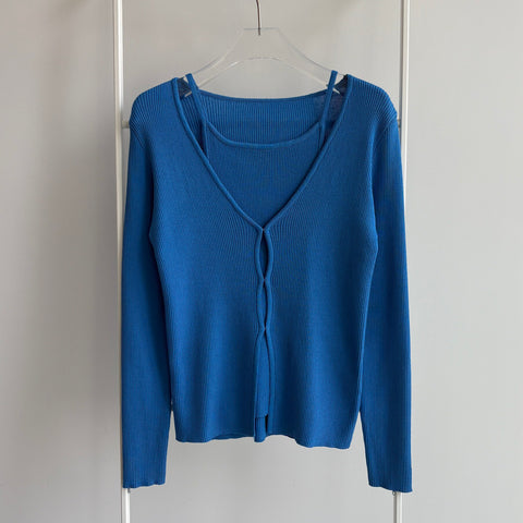 【SAMPLE】(2点SET) layered lib cardigan / blue