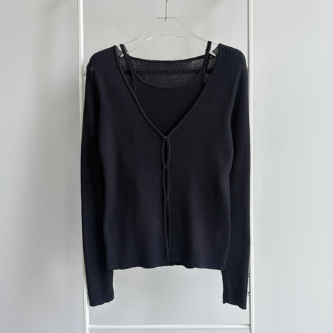 【SAMPLE】(2点SET) layered lib cardigan / black