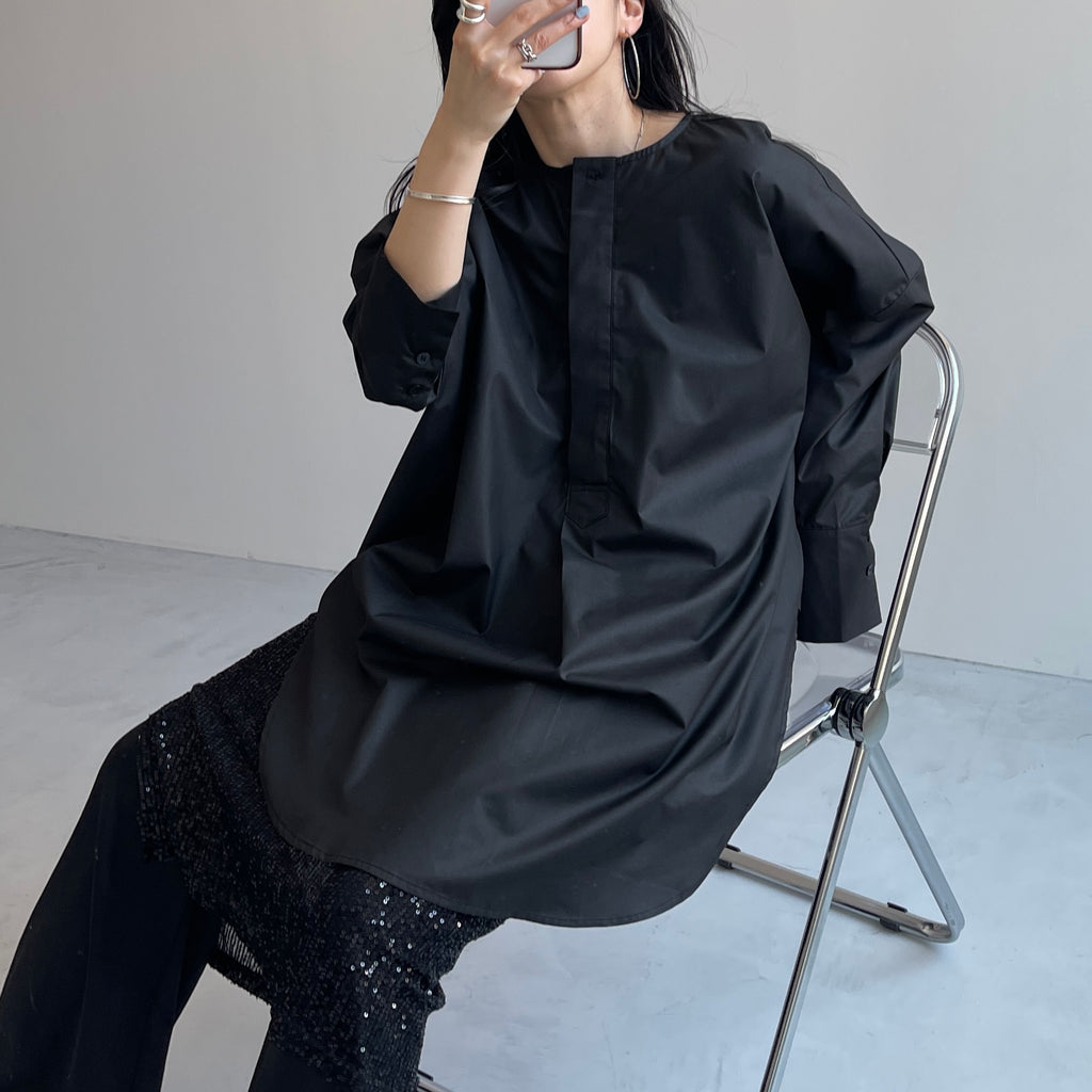 over size no collar mannish shirt / black | wee9s
