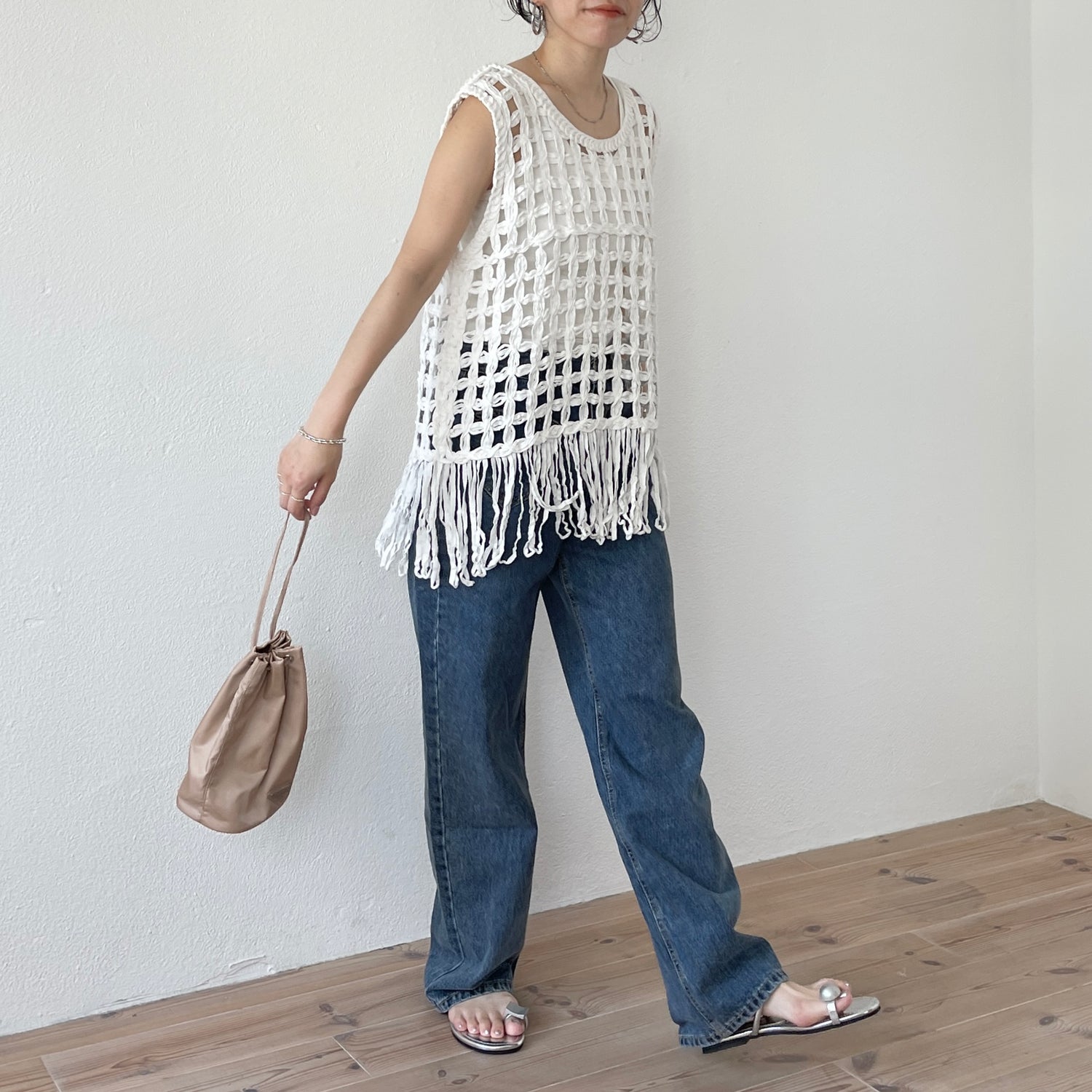 【SAMPLE】(2点SET) crochet vest + tank top set / ivory